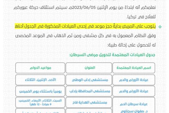 عقب استئناف عبور مرضى السرطان من سورية إلى تركيا.. كيف يتم الحصول على الإحالة؟ 