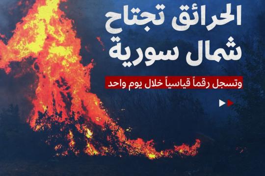الحرائق تجتاح شمال سورية وتسجل رقماً قياسياً خلال يوم واحد